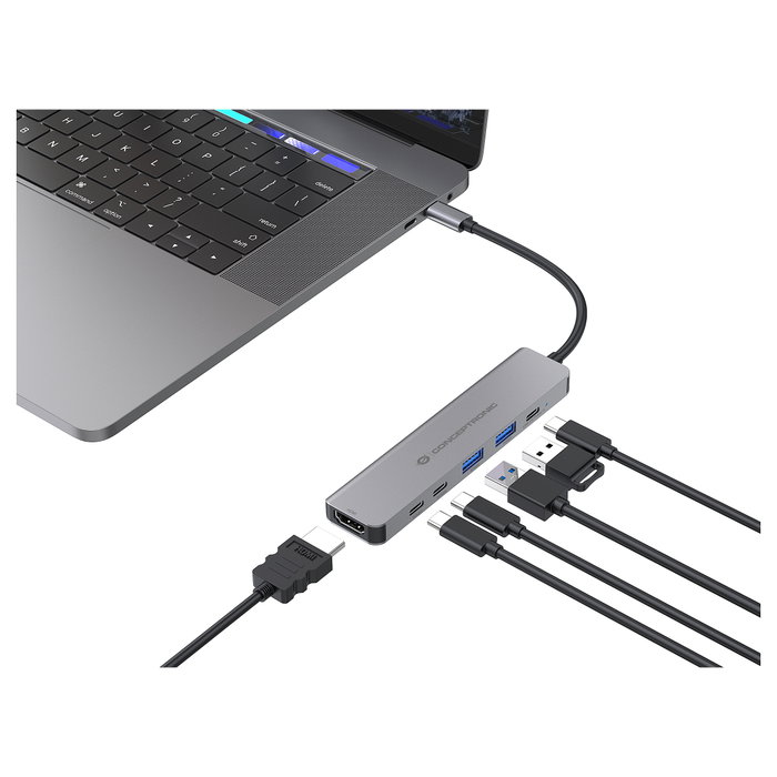 Conceptronic DONN33G Docking Station 6 en 1 USB-C con HDMI 4K y Power Delivery 100W