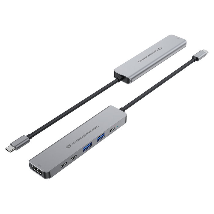 Conceptronic DONN33G Dock USB-C a HDMI/2xUSB-A/2xUSB-C con Power Delivery 100W y 5Gbps de Velocidad de Transferencia