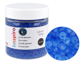 Innspiro Rocalla de Vidrio Redonda Glaseado Azul Claro 3,8mm 120g