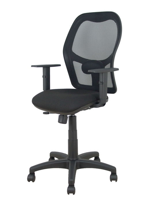 Silla de oficina Alocén con mecanismo Sincro/Traslack tapizada con Tela color Negro. Equipada con lumbar 1D, Brazos 1D y Ruedas de nailon 50 mm Silla de oficina Alocén con mecanismo Sincro/Traslack tapizada con Tela color Negro. Equipada con lumbar 1D, Brazos 1D y Ruedas de nailon 50 mm