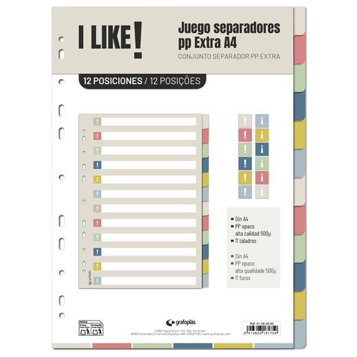 Grafoplás Separadores 12 Posiciones A4 11 Taladros PP I Like 3 Grafoplás Separadores 12 Posiciones A4 11 Taladros PP I Like 3