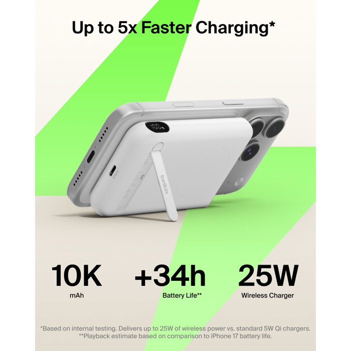 Belkin UltraCharge Magn. Powerbk 10000mAh Qi2 25W BPD014hqWH Blanco