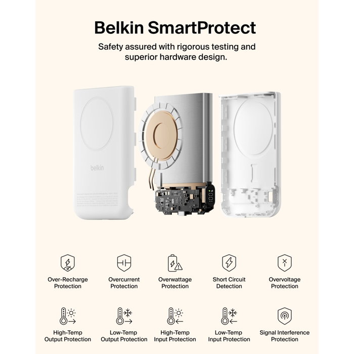 Belkin UltraCharge Magn. Powerbk 10000mAh Qi2 25W BPD014hqWH Blanco