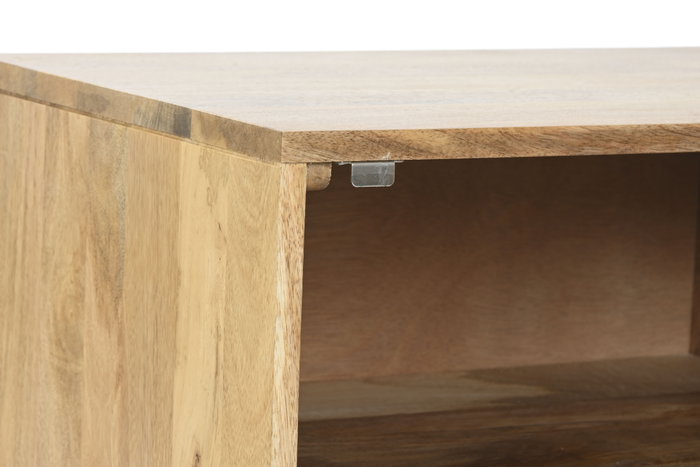 DKD Home Decor Mesita de Noche Colonial Mango Metal Natural Dorado 40 x 50 x 50 cm