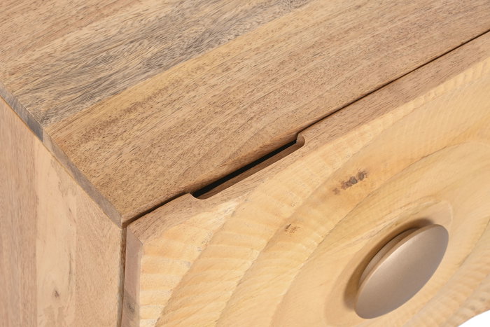 DKD Home Decor Mesita de Noche Colonial Mango Metal Natural Dorado 40 x 50 x 50 cm