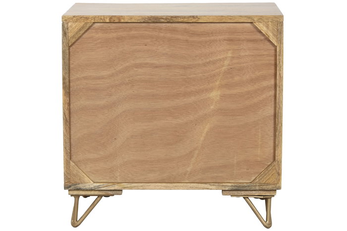 DKD Home Decor Mesita de Noche Colonial Mango Metal Natural Dorado 40 x 50 x 50 cm