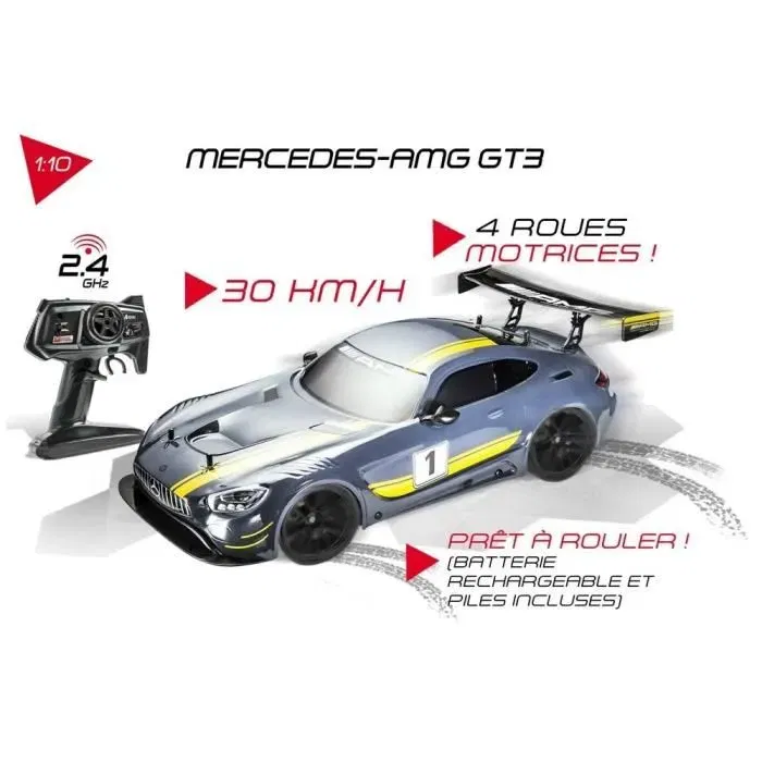 Mondo Mercedes AMG GT3 Coche teledirigido 1:10 - Velocidad hasta 30 km/h - Tracción 4x4 - Para mayores de 3 años
