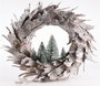 DKD Home Decor Corona Corteza y Piñas Natural 40x40x8 cm con LED