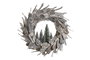 DKD Home Decor Corona Corteza y Piñas Natural 40x40x8 cm con LED