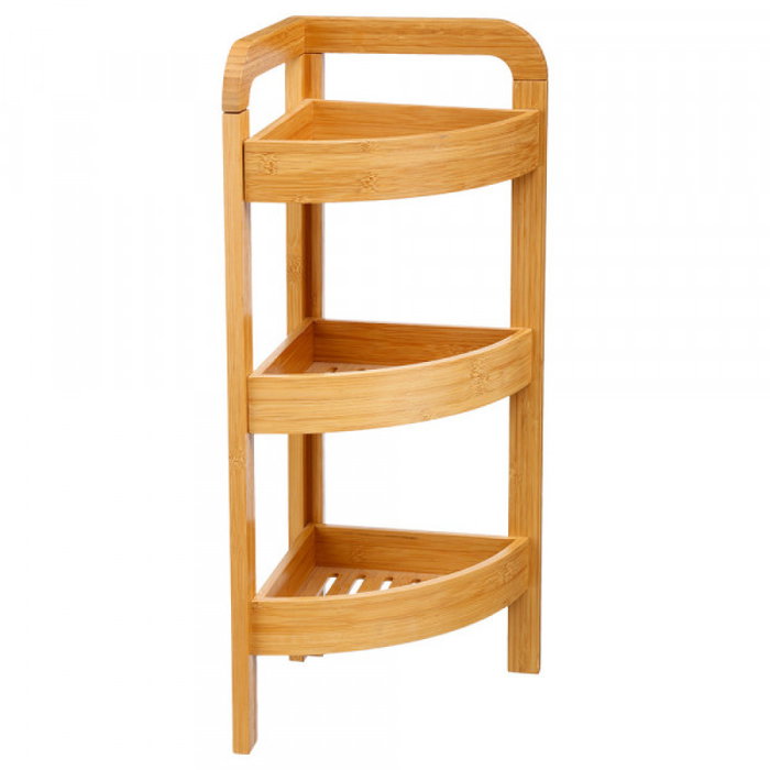 Organizador de Baño Esquinero 3 Niveles de Bambú 230x230x610mm E3-01774 Organizador de Baño Esquinero 3 Niveles de Bambú 230x230x610mm E3-01774