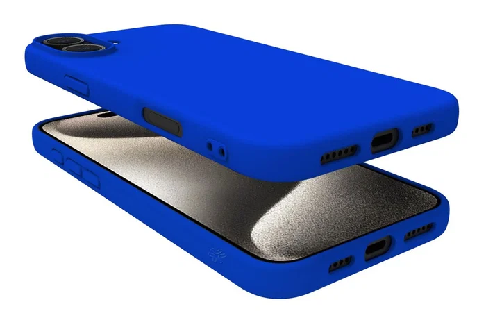 Celly CROMO1080BL Funda Compatible Apple iPhone 16 Plus (6.7") - Antigolpes y Rayones, Azul, Microfibra y TPU