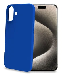 Celly CROMO1080BL Funda Compatible Apple iPhone 16 Plus (6.7") - Antigolpes y Rayones, Azul, Microfibra y TPU
