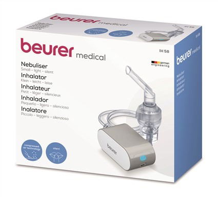Beurer Inhalador IH-58 con Tecnología de Aire Comprimido, Ideal para Asma y Vías Respiratorias, Incluye Accesorios para Adultos y Niños