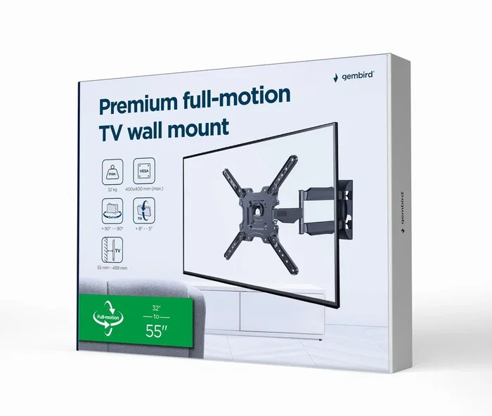 Gembird WM-55ST-01 Soporte de Pared para TV 32-55 Pulgadas Acero Gembird WM-55ST-01 Soporte de Pared para TV 32-55 Pulgadas Acero