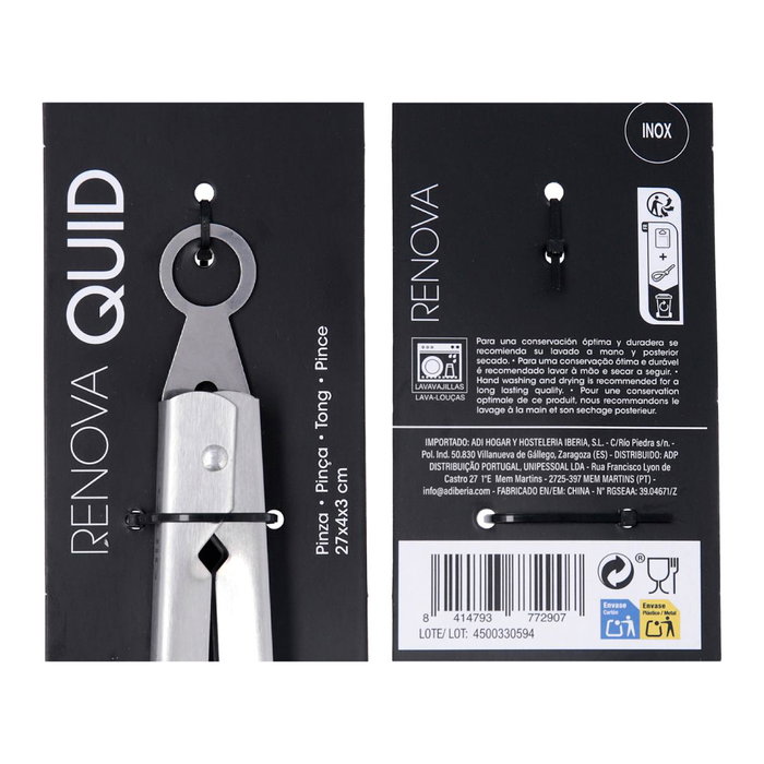 Pinza Acero Inoxidable Renova Quid 27x4x3 cm (12 Unidades) Pinza Acero Inoxidable Renova Quid 27x4x3 cm (12 Unidades)