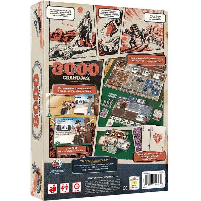 Unexpected Games 3000 Granujas UG03ES Juego de Mesa Estratégico, Faroleo, Construcción de Motores, Salvaje Oeste, 2-4 Jugadores, Español, Pegi 12