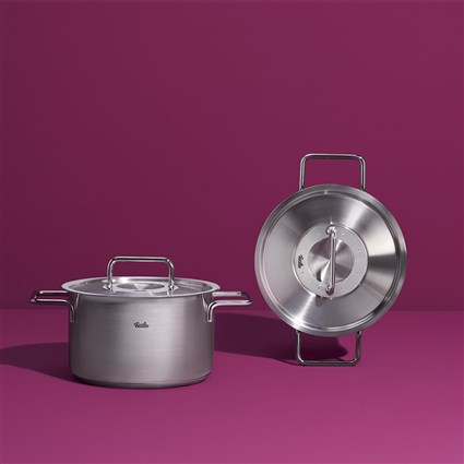 Fissler Pure Profi Cacerola de Acero Inoxidable 20 cm con Tapa de Metal, Apto para Inducción, 2.4L - 08612420000/0