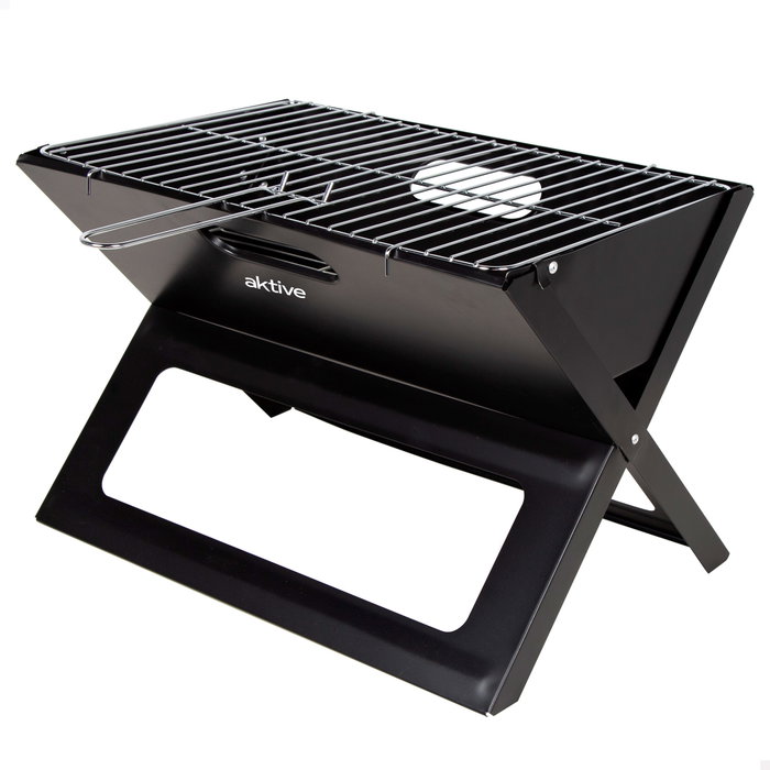 Aktive Barbacoa portátil plegable rectangular negra Aktive Barbacoa portátil plegable rectangular negra