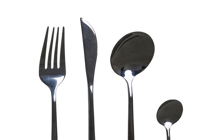 DKD Home Decor Cubertería Chic Negro Set de 16 piezas 1.5 x 13 x 3 cm