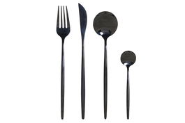 DKD Home Decor Cubertería Chic Negro Set de 16 piezas 1.5 x 13 x 3 cm