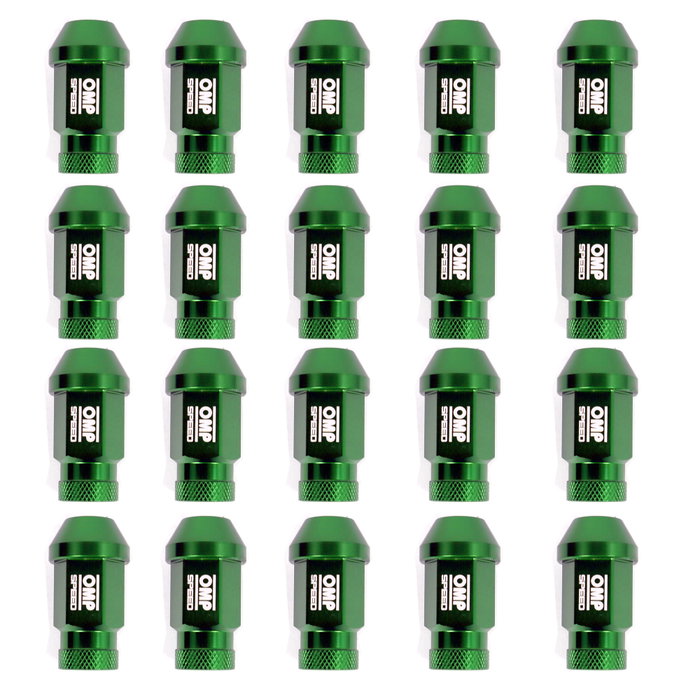 Omp Juego de 20 Tuercas de Aluminio M14x1.5 Verde