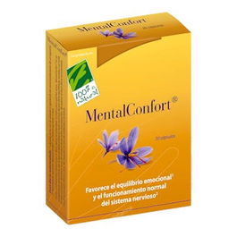 CIEN POR CIEN NATURAL Mentalconfort 30 Cápsulas | Azafrán, Cúrcuma, Vitaminas y Zinc para el Sistema Nervioso