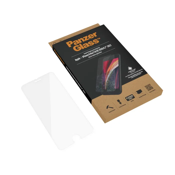 PanzerGlass Protector de Pantalla Vidrio Templado para iPhone 6/6s/7/8/SE (2020/2022) - Antibacteriano, Anti-huellas, Bordes Redondeados, 1 Unidad PanzerGlass Protector de Pantalla Vidrio Templado para iPhone 6/6s/7/8/SE (2020/2022) - Antibacteriano, Anti-huellas, Bordes Redondeados, 1 Unidad