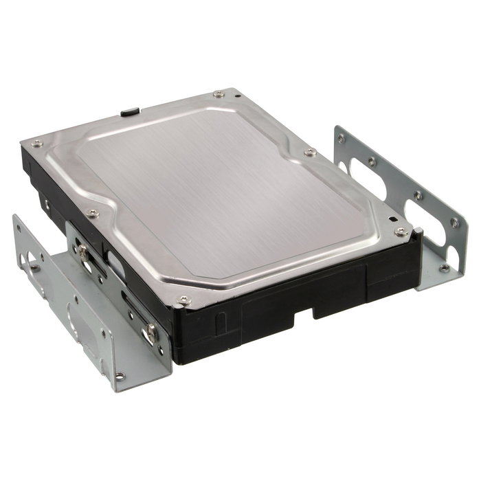 Intos Inline 59959 Adaptador de Montaje de HDD de 3.5 Pulgadas en Bahía de 5.25 Pulgadas, 2 Piezas, Metal Amarillo