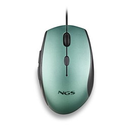 NGS MOTH Ratón Ergonómico para Oficina Diestros con Cable USB y Adaptador USB-C, 5 Botones Silenciosos, Óptico 1600 DPI, Color Azul