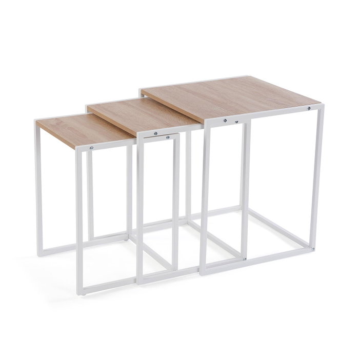 Versa 3 Mesas Auxiliares Tilo Claras Estilo Industrial Melamina y Metal 45x45x52 cm Versa 3 Mesas Auxiliares Tilo Claras Estilo Industrial Melamina y Metal 45x45x52 cm