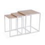 Versa 3 Mesas Auxiliares Tilo Claras Estilo Industrial Melamina y Metal 45x45x52 cm