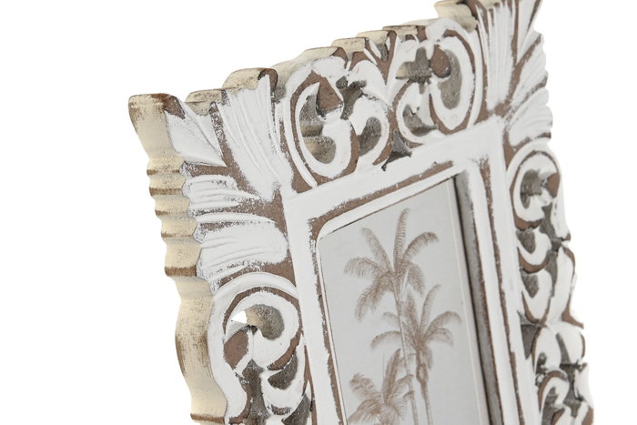 DKD Home Decor Marco de Fotos 10x15 MDF Decapé Blanco