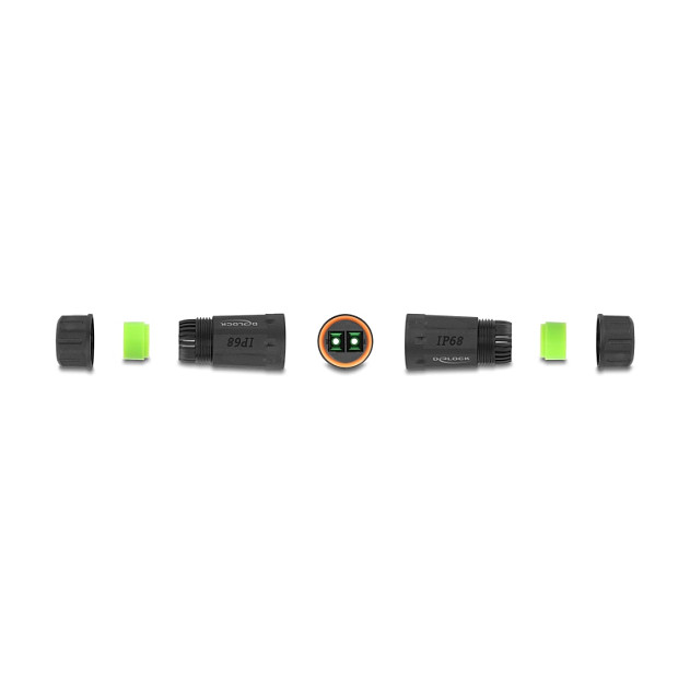 DeLOCK Conector de Fibra Óptica SC/APC Duplex Hembra a Hembra, con Rosca M20 IP68, Polvo y Agua, -40 a 105 °C, Negro