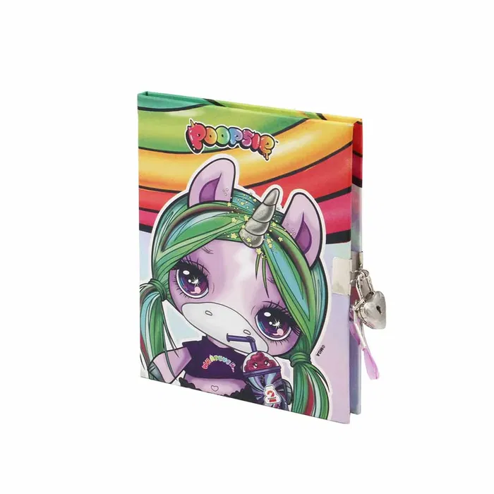 Poopsie Slime Surprise Diario con Llave Rainbow, Tapa Rígida, 160 Hojas Decoradas, Cierre con Candado, Multicolor