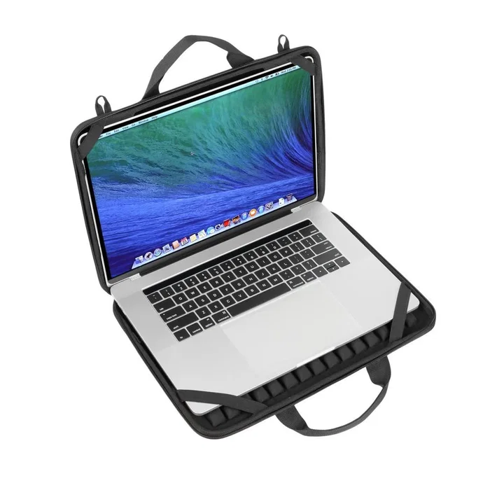 Rivacase 5130 Funda Protectora Rígida 38.9 cm (15.3") para Portátil, Compatible con MacBook Air 15, Material EVA Resistente a Golpes y Agua, con Asa y Correa Extraíble, Negro