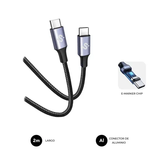 Subblim Cable Plus USB-C a USB-C 100W 2m Negro