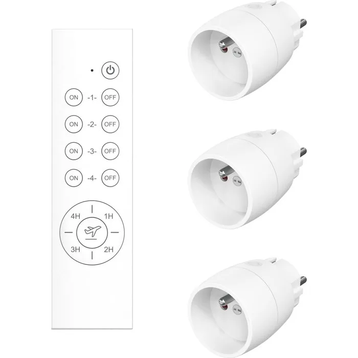 GAO GAO4004282445258 Juego de 3 Enchufes con Control Remoto, Botón Individual, Alcance 30 m, Temporizador 1-4h