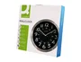 Q-connect Reloj de Pared Metálico Redondo 25 cm Movimiento Silencioso Negro Esfera Cromada