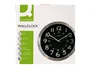 Q-connect Reloj de Pared Metálico Redondo 25 cm Movimiento Silencioso Negro Esfera Cromada