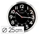 Q-connect Reloj de Pared Metálico Redondo 25 cm Movimiento Silencioso Negro Esfera Cromada