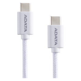 ADATA CACC-200PN-WH Cable USB-C a USB-C, 2 m, Blanco, Nylon, USB 2.0, USB Power Delivery 3.0, Carga hasta 100 W, Quick Charge 3.0
