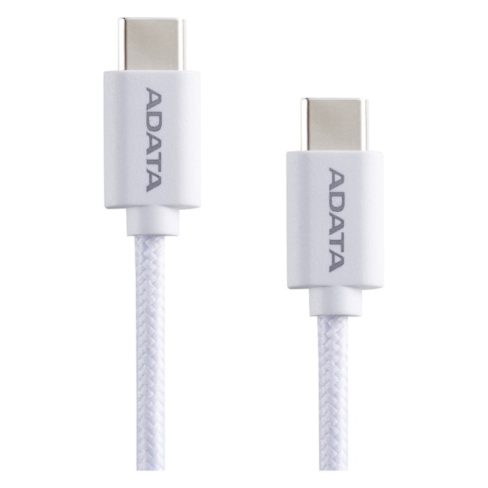 ADATA Cable USB-C a USB-C CACC-200PN-WH de 2 metros, 100W, Blanco ADATA Cable USB-C a USB-C CACC-200PN-WH de 2 metros, 100W, Blanco