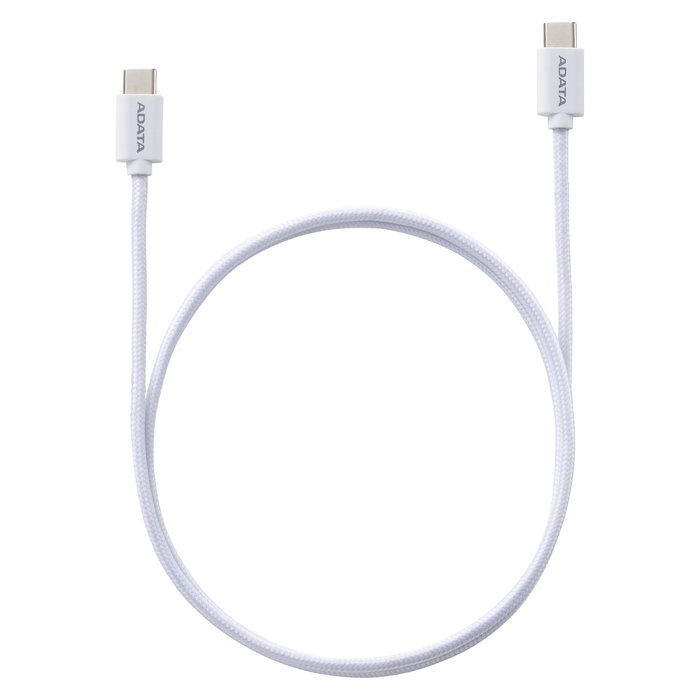 ADATA CACC-200PN-WH Cable USB-C a USB-C, 2 m, Blanco, Nylon, USB 2.0, USB Power Delivery 3.0, Carga hasta 100 W, Quick Charge 3.0