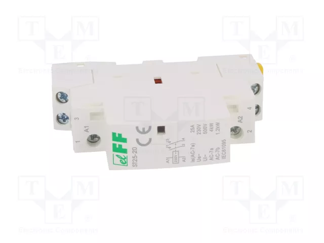 F&F Contactor de instalación 2-polar 25A 230VAC NA x2 IP20 F&F Contactor de instalación 2-polar 25A 230VAC NA x2 IP20