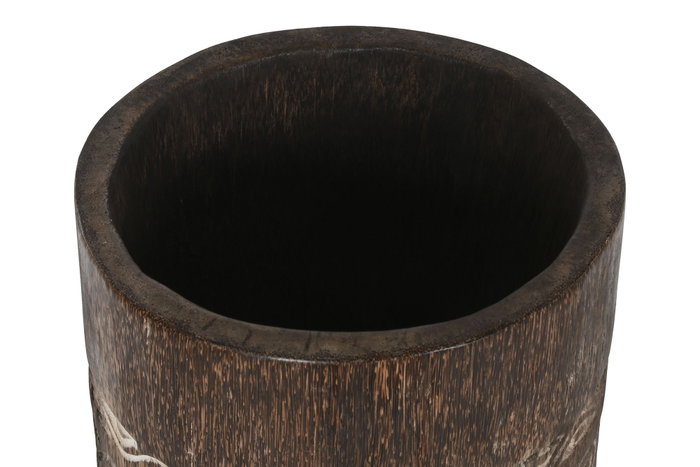 DKD Home Decor Macetero de Madera Tallado Cocotero Marrón 20x20x90 cm