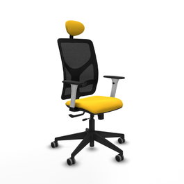PIQUERAS Y CRESPO Silla de oficina Motilla con mecanismo Sincro/Traslack, Amarillo y Negro