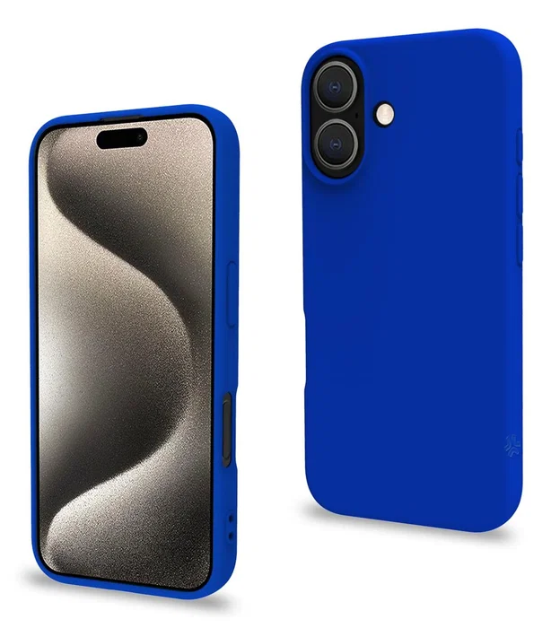 Celly CROMO1078BL Funda para iPhone 16 (6.1") Azul - Microfibra, Silicona, TPU - Resistente a Golpes