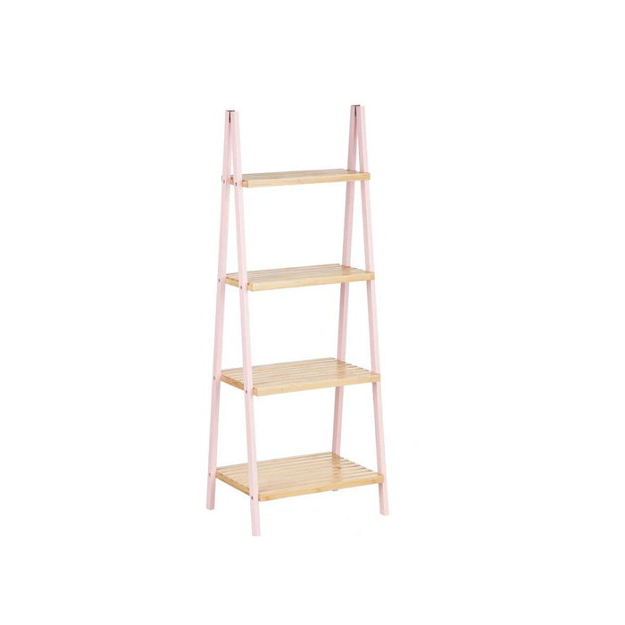 Berilo Estantería Escalera 4 Estantes Bambú Rosa