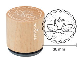 Woodies Sello de madera y caucho cisnes 33x30mm