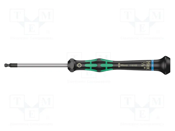 WERA Destornillador de precisión Kraftform Micro Allen esférica HEX 1/8 de 60 mm WERA Destornillador de precisión Kraftform Micro Allen esférica HEX 1/8 de 60 mm